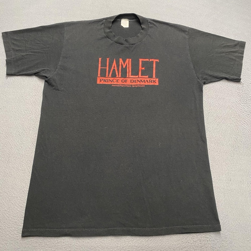 Vintage Hamlet‎ Prince Of Denmark Shirt Mens Large Black Theatre Graphic 80s